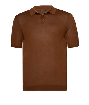 Brown Polo Button Mulberry Silk