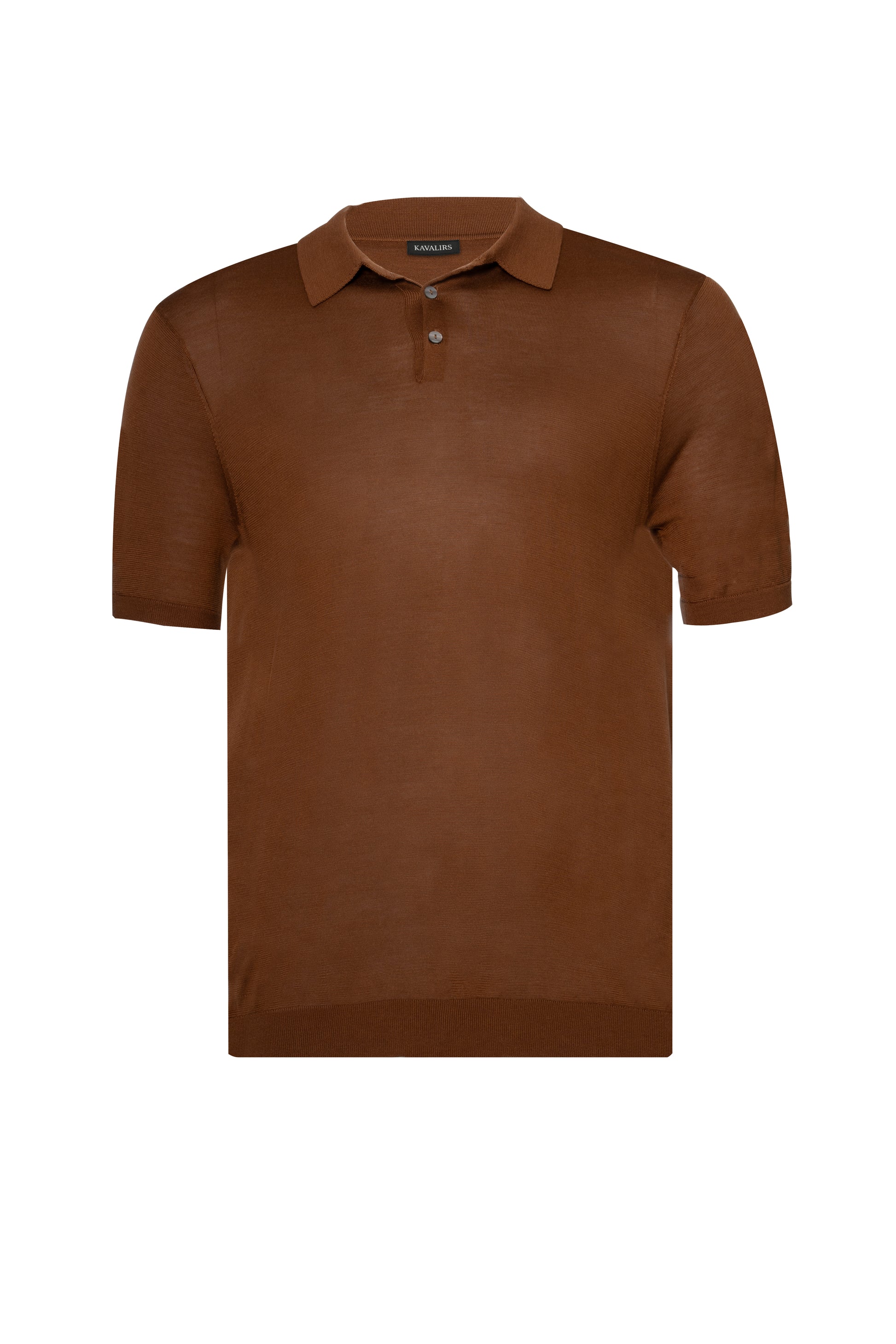 Brown Polo Button Mulberry Silk