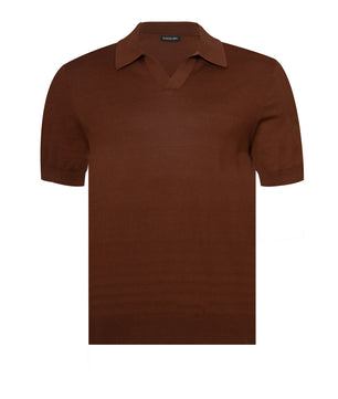 Brown Polo Buttonless Cotton