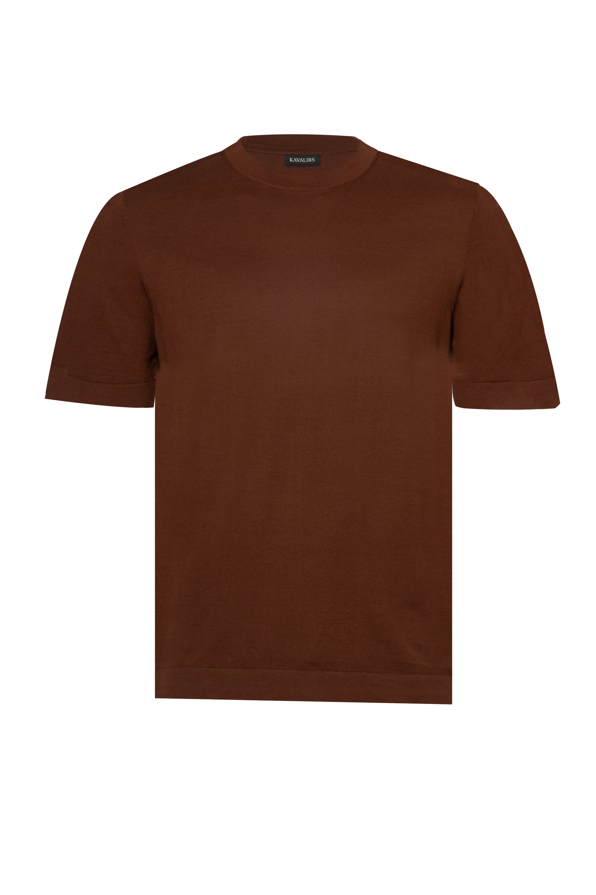 Brown Round Neck T shirt Cotton