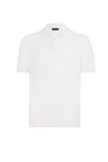 Ivory Button Polo Cotton Silk