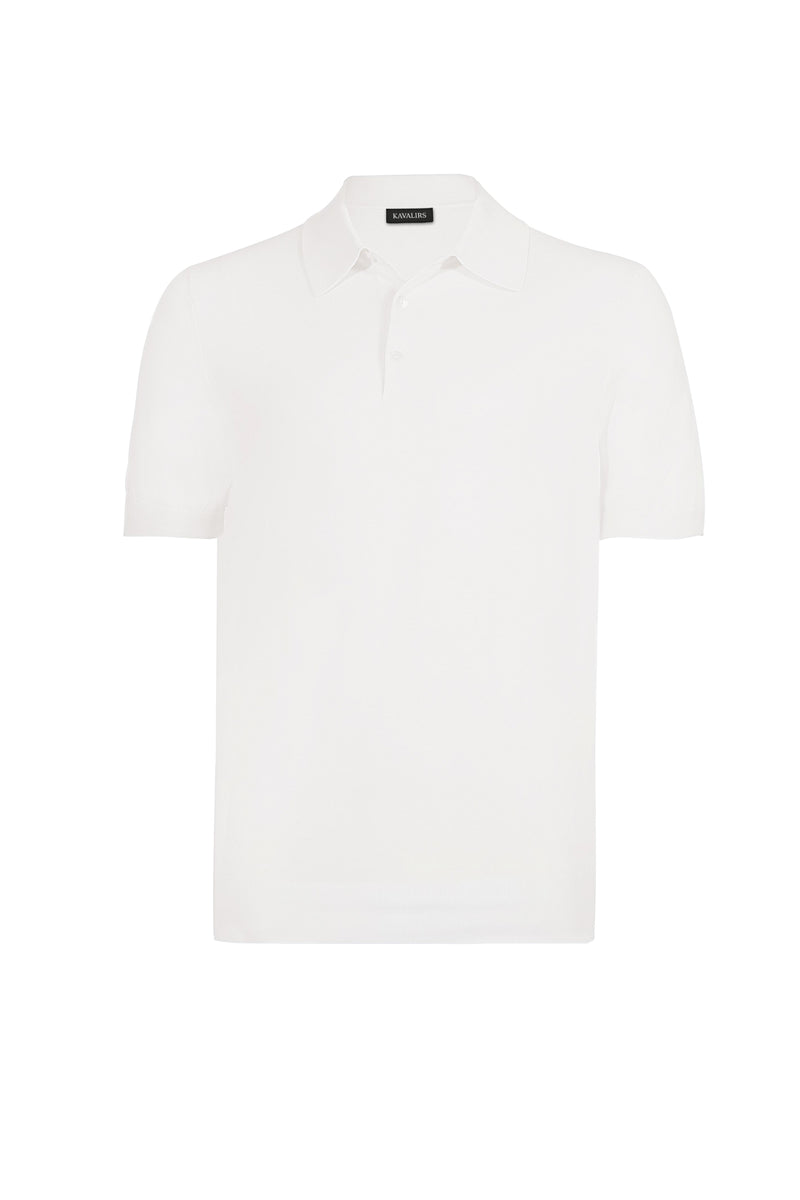 Ivory Button Polo Cotton Silk