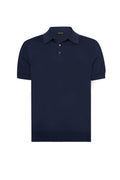Navy Button Polo Cotton Silk