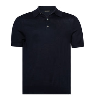 Navy Polo Button Merino Wool