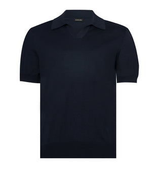 Navy Polo Buttonless Cotton