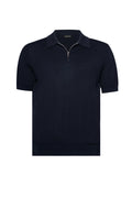 Navy Polo Zip Silk Cotton