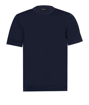 Navy Round Neck Cotton/Silk