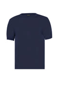 Navy Round Neck T shirt Silk
