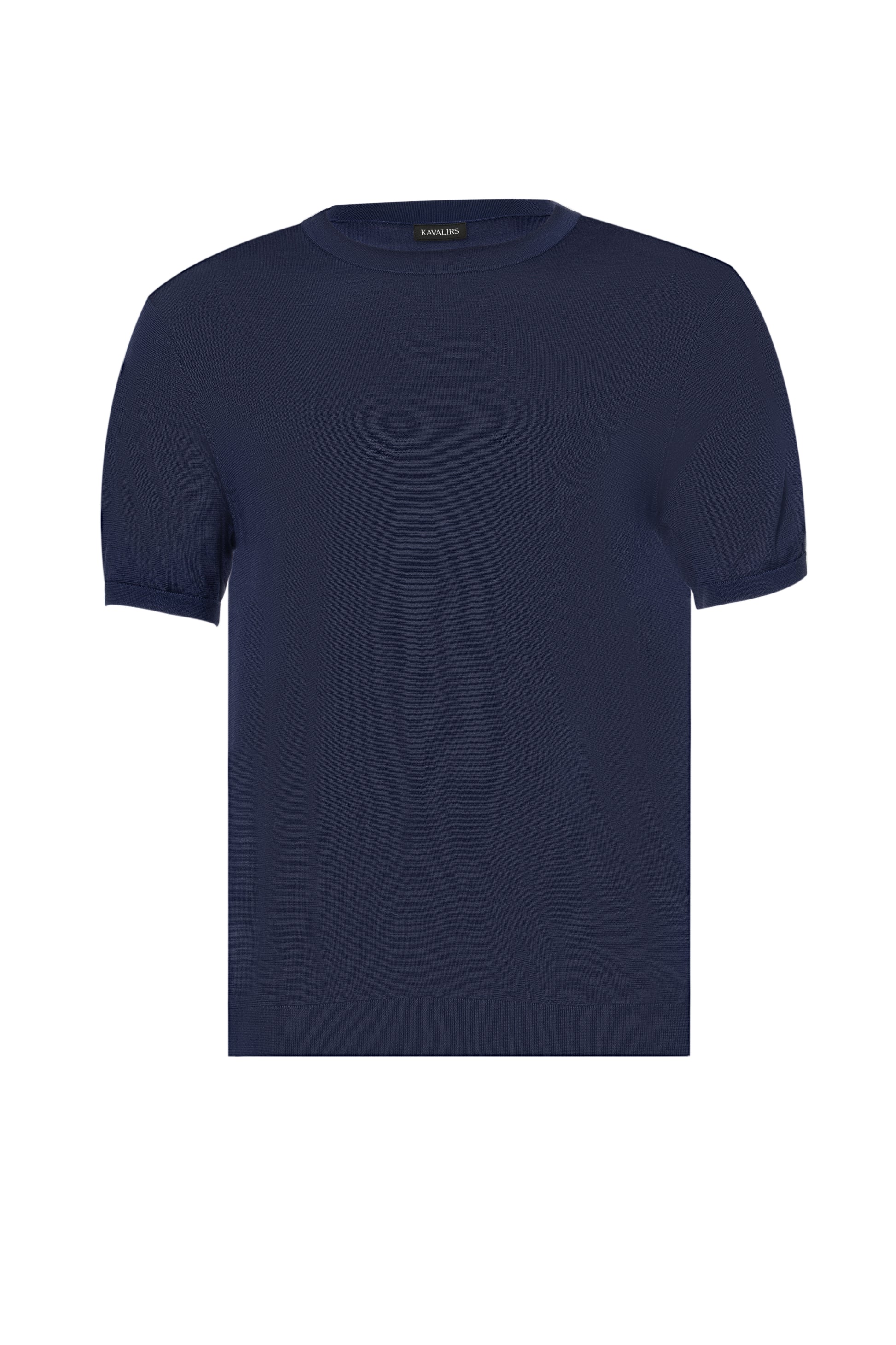 Navy Round Neck T shirt Silk