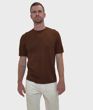Brown Round Neck T shirt Cotton