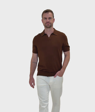 Brown Polo Buttonless Cotton