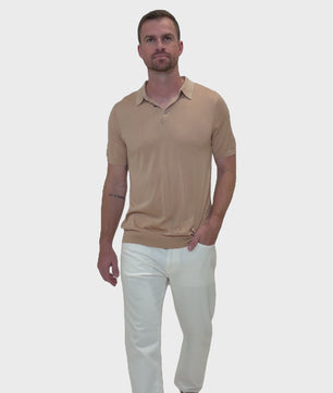 Desert Polo Button Mulberry Silk